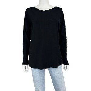 Sioni Black Studded Knit Sweater Size XL